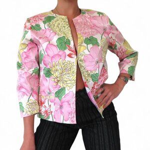 RAFAEL VIBRANT FLORAL JACKET PINK GREEN JACKET WOMENS SIZE 10